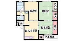 恵美酒ガーデンコート 3DKの間取図画像