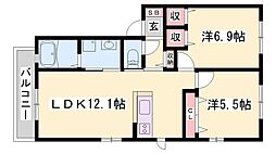 ヴィラプラセール 2LDKの間取図画像