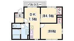 アルトレフィナード 2DKの間取図画像
