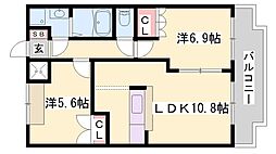 ストークコーポ大津茂 2LDKの間取図画像
