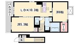 LeoneB棟 1LDKの間取図画像