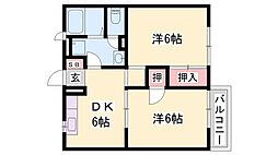 シャローガーデン 2DKの間取図画像