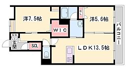 シャーメゾンオカバ姫路岡町B 2LDKの間取図画像