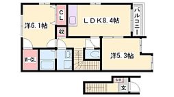 グリュックドルフ 2LDKの間取図画像