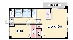 グランツ野里 1LDKの間取図画像