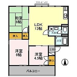 セジュール北八代A 3LDKの間取図画像