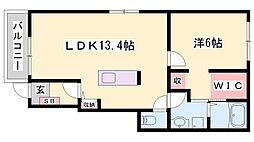 パジェール・トロワA棟 1LDKの間取図画像