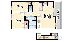 フェリア赤穂 2LDKの間取図画像