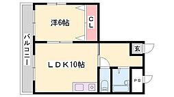 東加古川ハイツ 1LDKの間取図画像