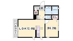 セントリビエ下滝野C 1LDKの間取図画像