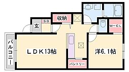 プロムナードコルヌスフロリダ3 1LDKの間取図画像