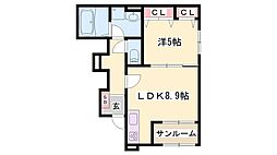 マジェスティ2 1LDKの間取図画像