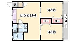 flat大村1 2LDKの間取図画像