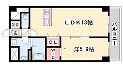 エスペーロ新在家 1LDKの間取図画像