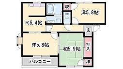 プリミエール国分寺A棟 3Kの間取図画像