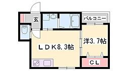 ルアナテラス38 1LDKの間取図画像