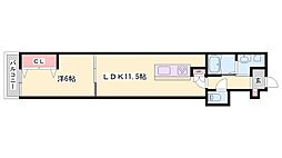 コティ姫路 1LDKの間取図画像