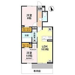 明石市魚住町中尾アパート 2LDKの間取図画像