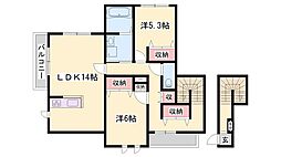 メゾベール自由が丘 2LDKの間取図画像