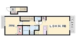 バーミィ・アンジュ 1LDKの間取図画像