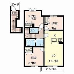 マストコート加古川南D棟 3LDKの間取図画像