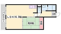 リバーサイドA 1LDKの間取図画像