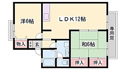 セジュール清水A棟 2LDKの間取図画像