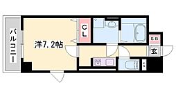 ボヌール姫路栗山町 1Kの間取図画像