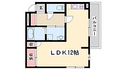 パークサイド姫路 1DKの間取図画像