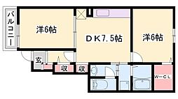 パレドール大浜1 2DKの間取図画像