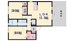 リジェールヒルA 2LDKの間取図画像