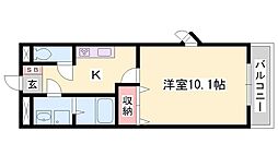 ラフィーヌ上野田2 1Kの間取図画像
