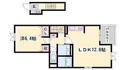 メゾンドシュシュサウス 1LDKの間取図画像