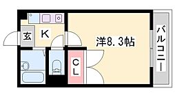 MISTRAL下手野 1Kの間取図画像