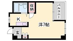 カンフォート花北 ワンルームの間取図画像