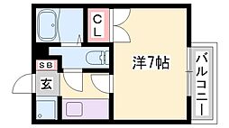 ジュネス白国 1Kの間取図画像