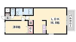 フレシールメゾンB棟 1LDKの間取図画像