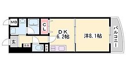 メルベーユコート 1DKの間取図画像