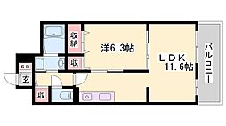 アルファポレールII 1LDKの間取図画像
