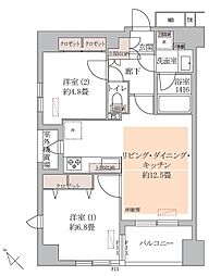 サンクタス築地 2LDKの間取図画像