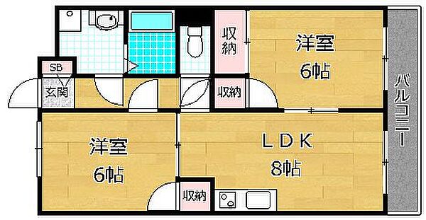 カサベルデ交野 ｜大阪府交野市私部１丁目(賃貸マンション2LDK・2階・50.00㎡)の写真 その2