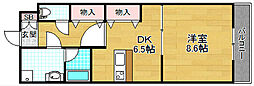 アンジェリーク磐船 1DKの間取図画像