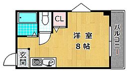 シャンテー牧野 ワンルームの間取図画像