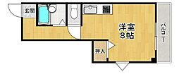 シャンテー甲斐田 ワンルームの間取図画像