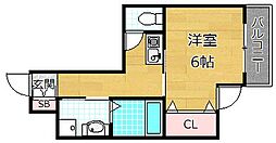 ハッピーアウル 1Kの間取図画像