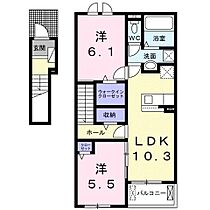 滋賀県蒲生郡日野町大字大窪（賃貸アパート2LDK・2階・56.12㎡） その2