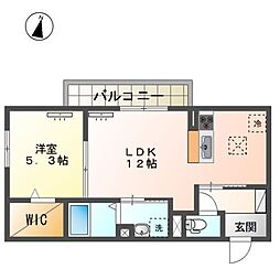 JR東海道・山陽本線 能登川駅 徒歩23分の賃貸アパート 1階1LDKの間取り