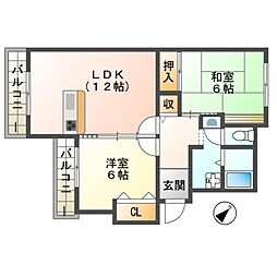 近江鉄道近江本線 愛知川駅 徒歩13分の賃貸マンション 3階2LDKの間取り