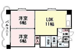 アスティー別院 2LDKの間取図画像