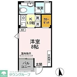 フェイス 2階1Kの間取り